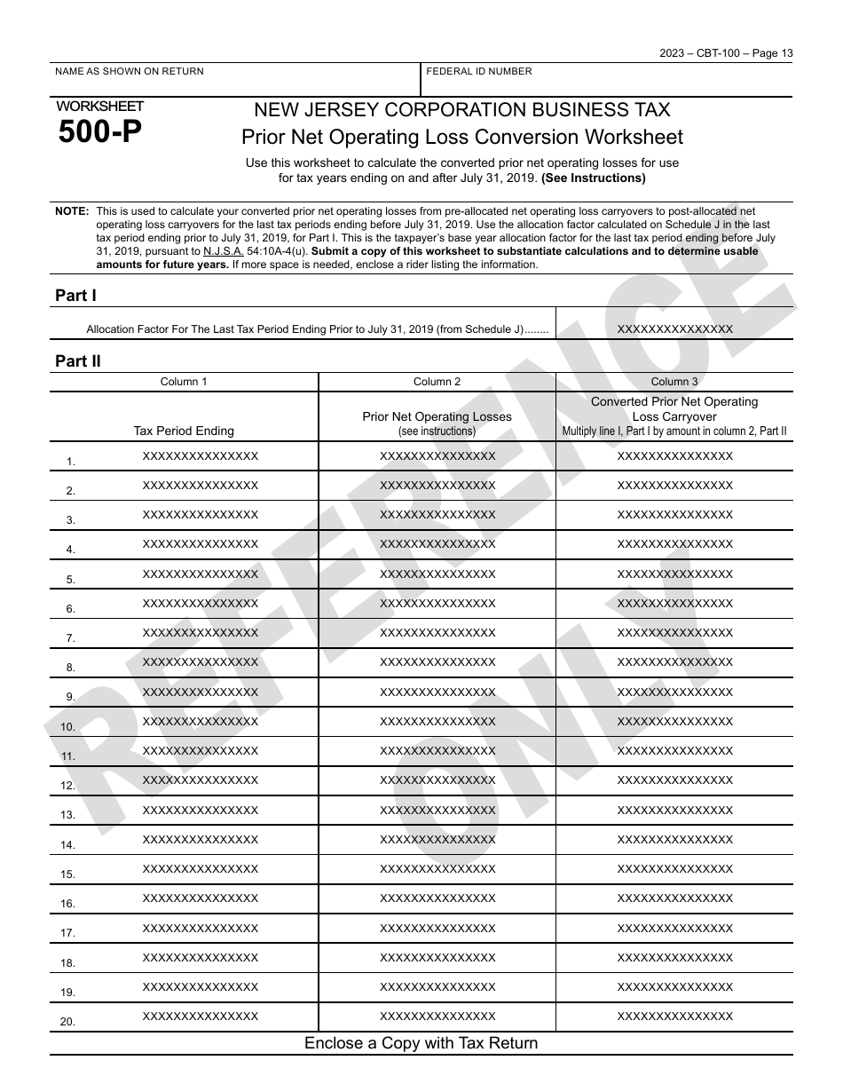Form CBT-100 New Jersey Corporation Business Tax Return - New Jersey, Page 14