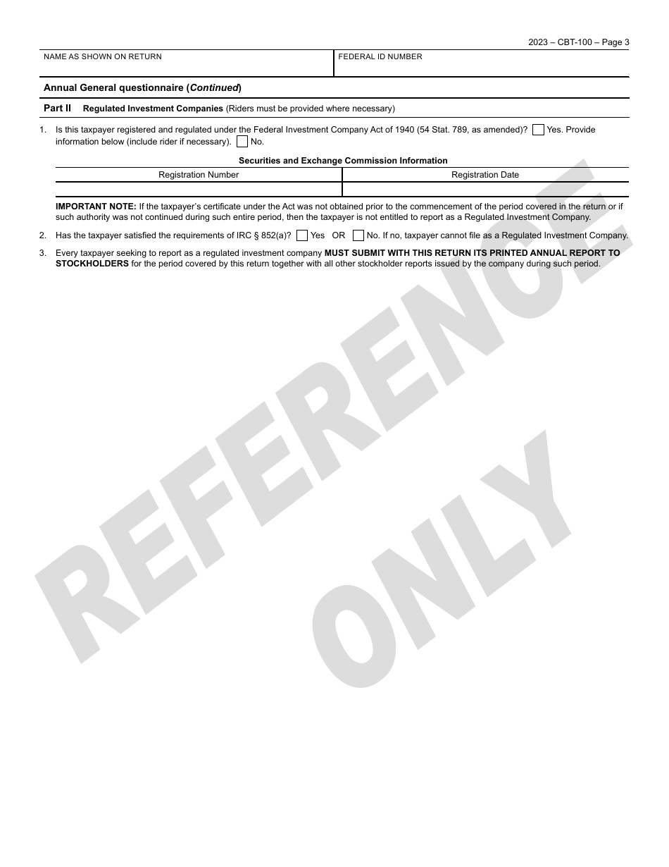 Form CBT-100 New Jersey Corporation Business Tax Return - New Jersey, Page 4