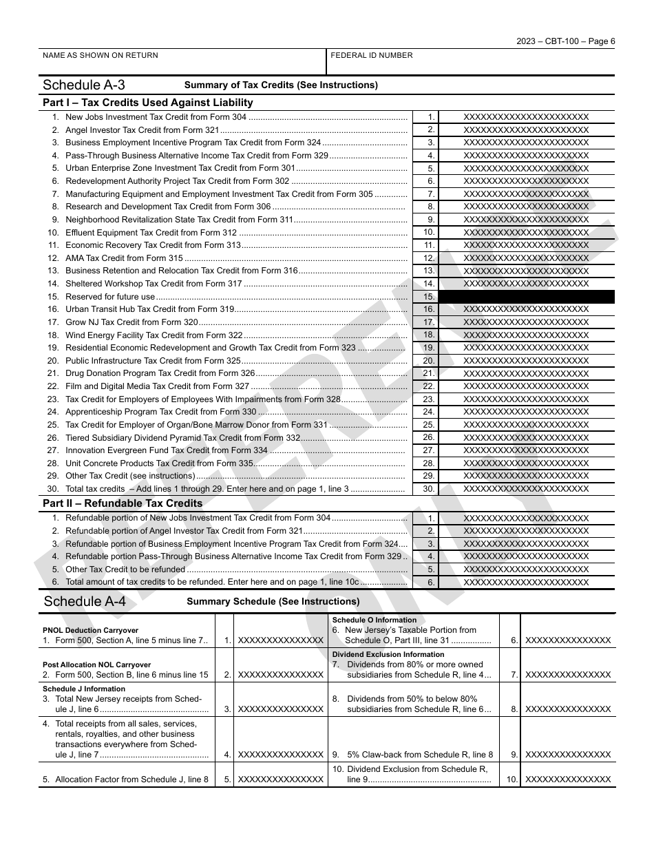 Form CBT-100 New Jersey Corporation Business Tax Return - New Jersey, Page 7