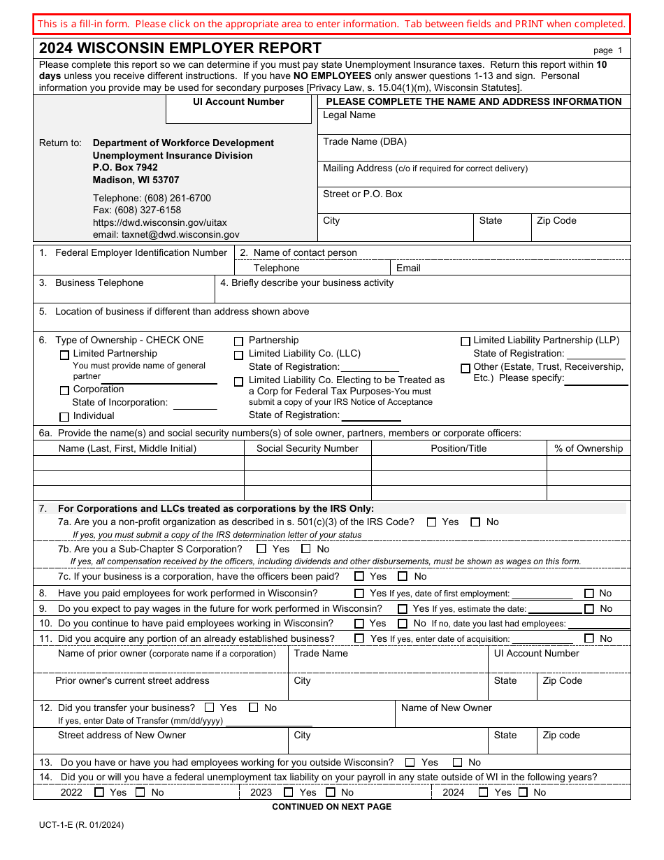 Form UTC1E 2024 Fill Out, Sign Online and Download Fillable PDF