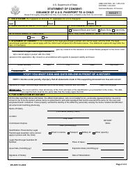 Form DS-3053 Statement of Consent: Issuance of a U.S. Passport to a Child, Page 2