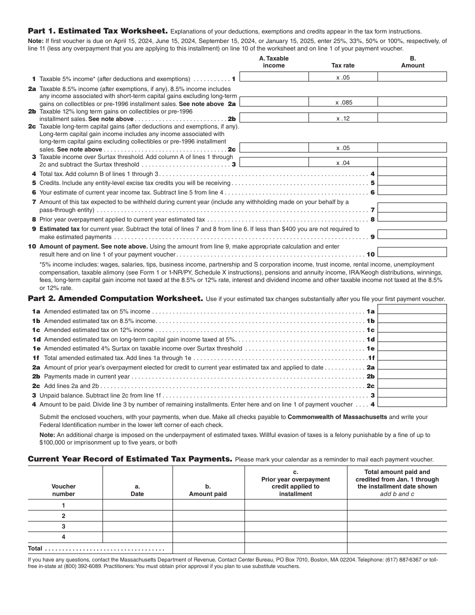 Form 2ES Download Printable PDF or Fill Online Estimated Tax Payment