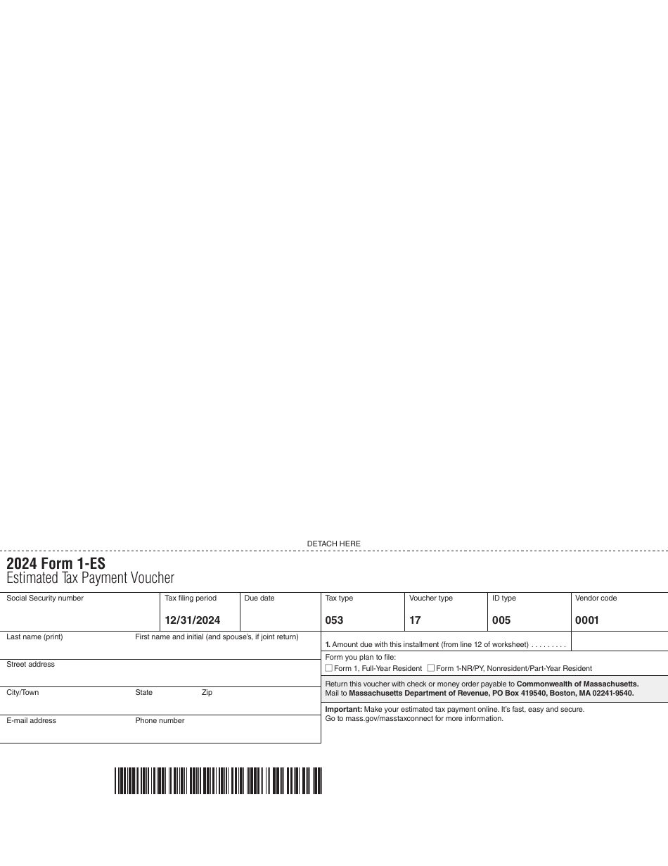 Form 1ES Download Printable PDF or Fill Online Estimated Tax Payment