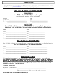 Residential Roofing Registration Application - Arkansas, Page 5