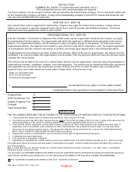 Form BMV4814 Application for Commercial Radio/Tv, Voiture and Organizational License Plate(S) - Ohio, Page 2