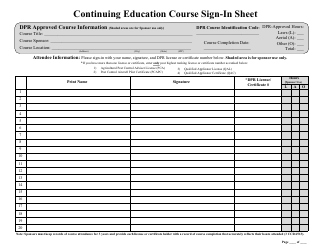 Document preview: Continuing Education Course Sign-In Sheet - California