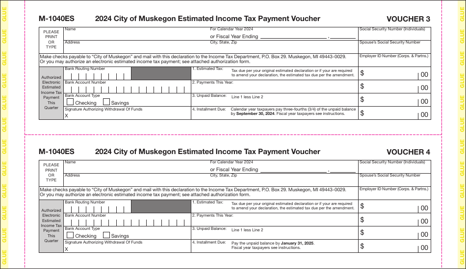 Form M-1040ES Declaration of Estimated Income Tax Form - City of Muskegon, Michigan, Page 5