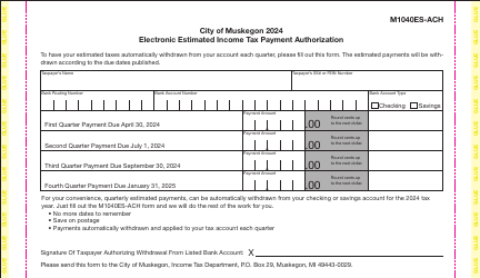Form M-1040ES Declaration of Estimated Income Tax Form - City of Muskegon, Michigan, Page 7