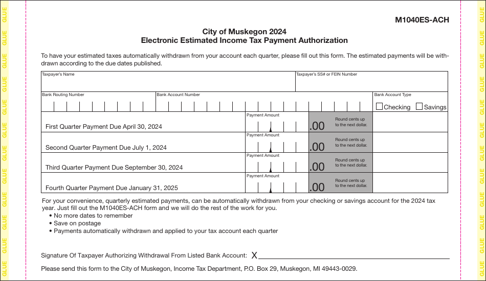 Form M-1040ES Declaration of Estimated Income Tax Form - City of Muskegon, Michigan, Page 7