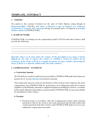 Goods and Services Contract Template - North Dakota