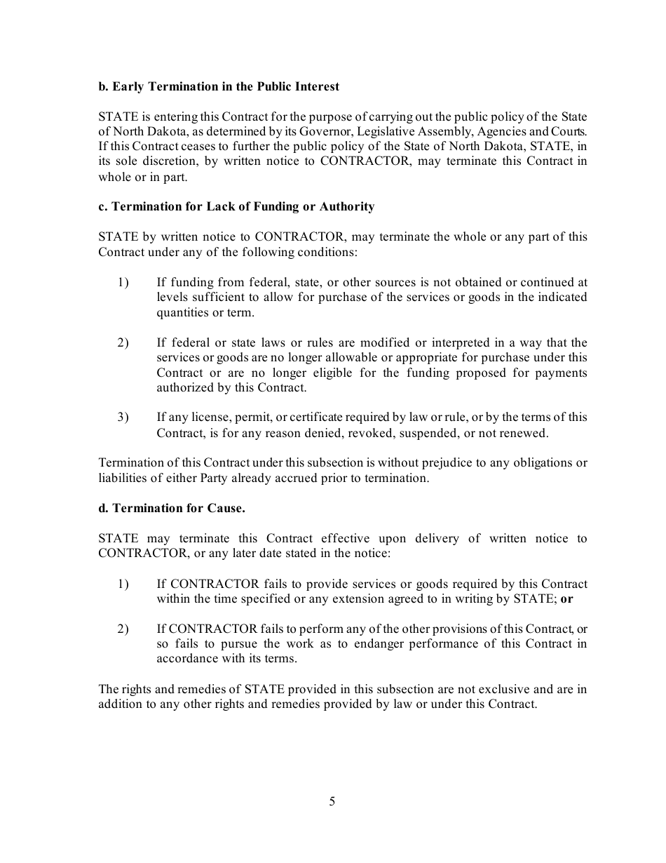 Goods and Services Contract Template - North Dakota, Page 5