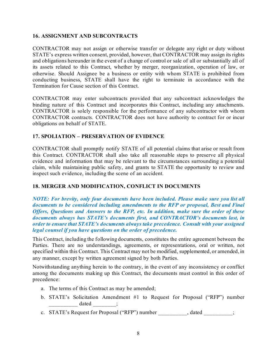 Goods and Services Contract Template - North Dakota, Page 8