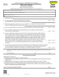 Document preview: Form HW-7 Exemption From Withholding on Nonresident Employee's Wages - Hawaii, 2024