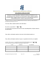 Document preview: Form 1361 Civil Rights Complaint Form - Mississippi