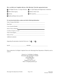 Form 1361 Civil Rights Complaint Form - Mississippi, Page 3