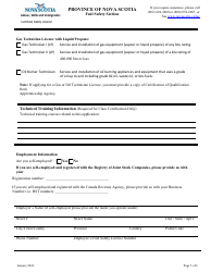 Application for Gas Operator Licence, Gas Technician Licence and Oil Burner Technician License - Nova Scotia, Canada, Page 3