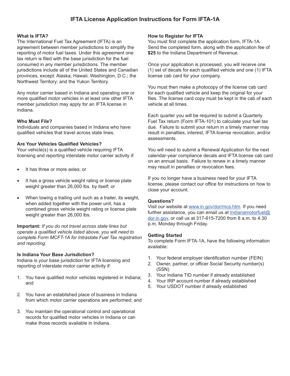 Form IFTA-1A (State Form 54049) International Fuel Tax Agreement Application - Indiana, Page 4