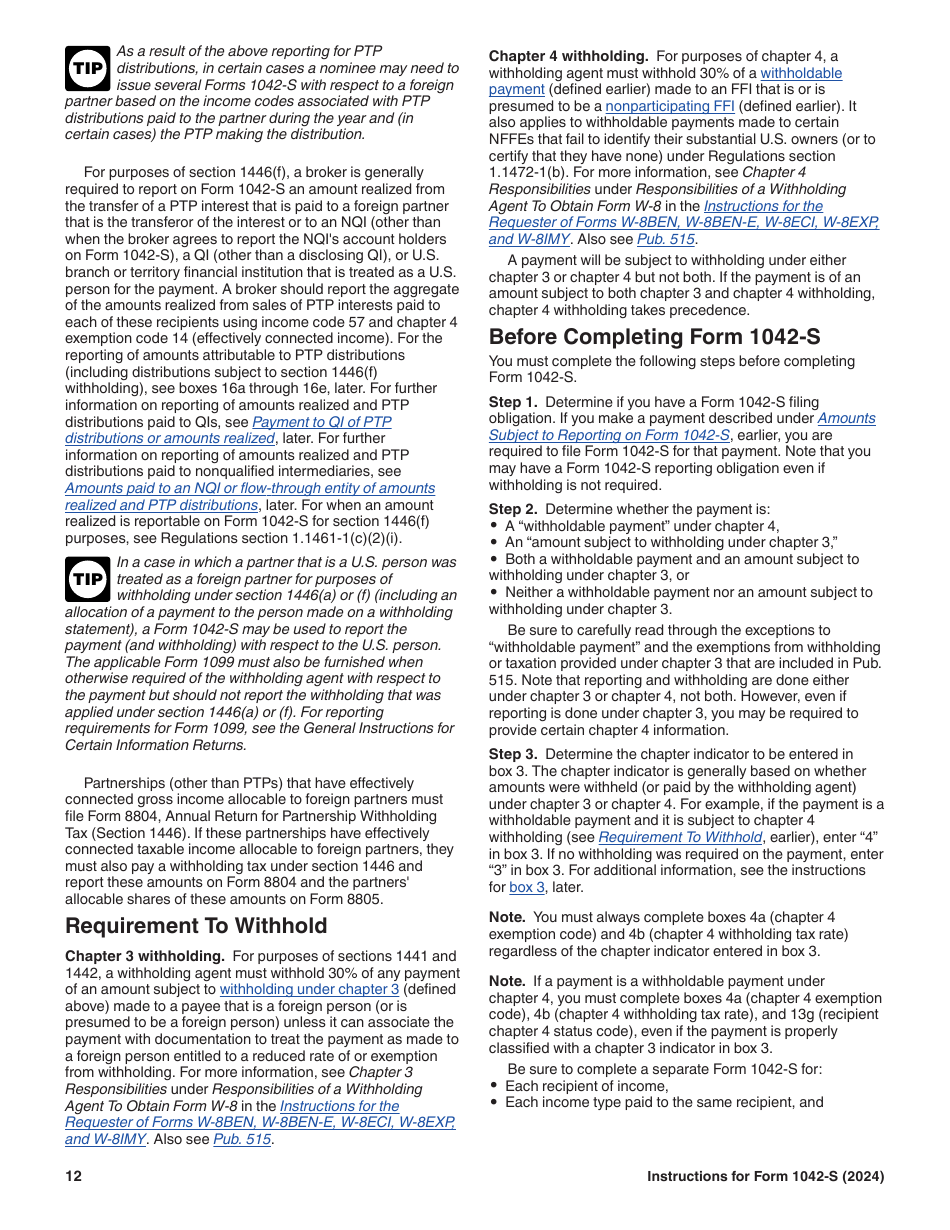 Download Instructions For Irs Form 1042 S Foreign Persons Us Source Income Subject To 2996