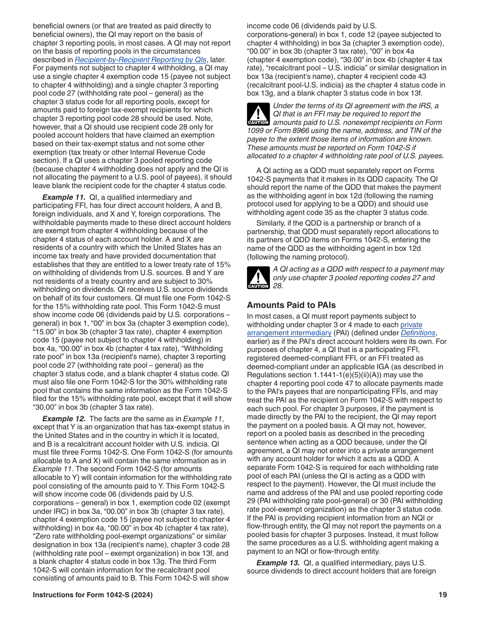 Instructions for IRS Form 1042-S Foreign Persons U.S. Source Income Subject to Withholding, Page 19