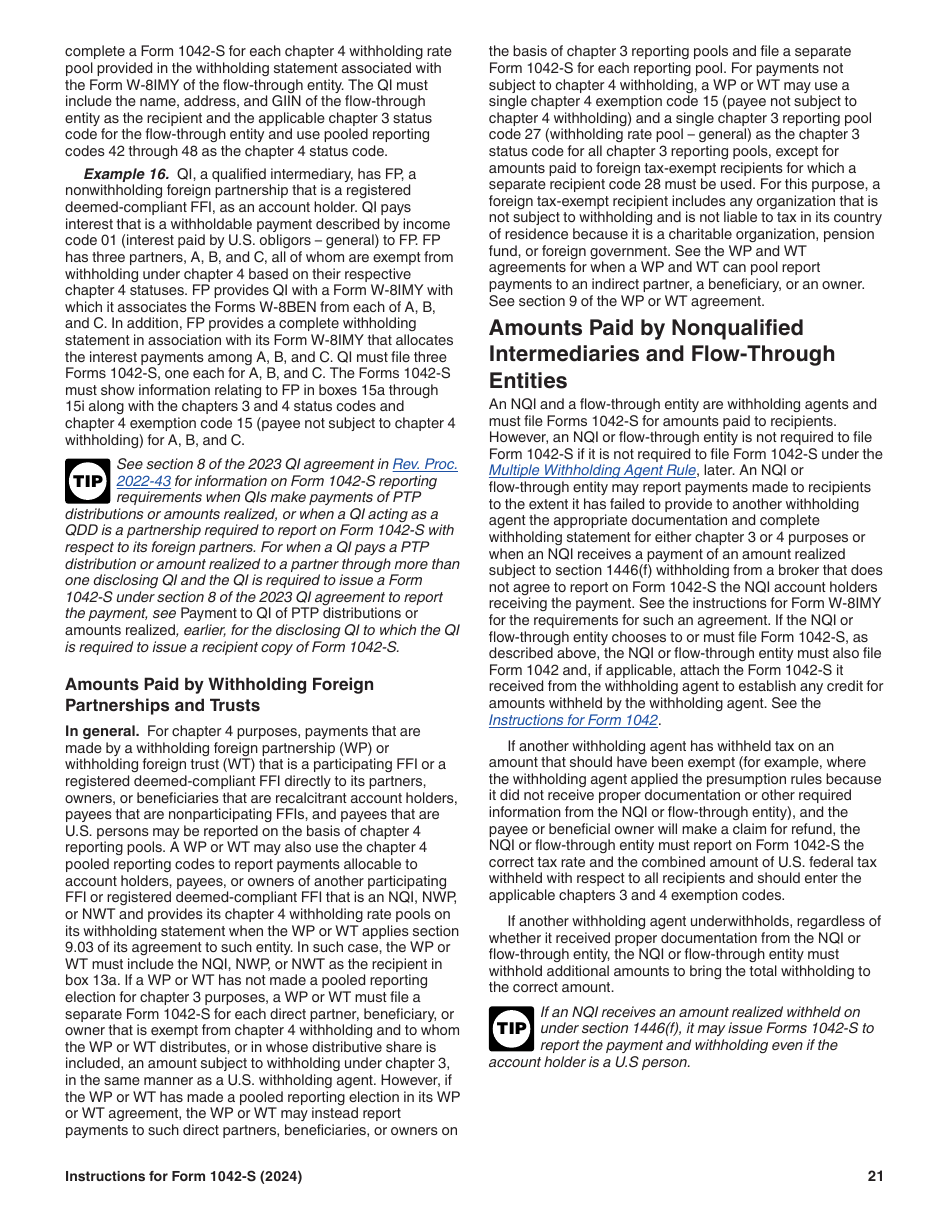 Instructions for IRS Form 1042-S Foreign Persons U.S. Source Income Subject to Withholding, Page 21