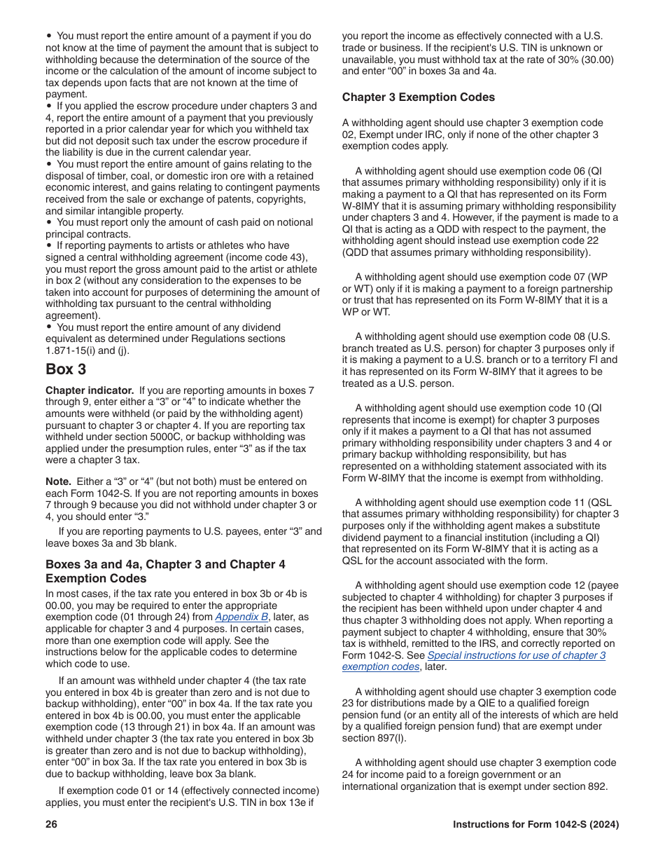 Instructions for IRS Form 1042-S Foreign Persons U.S. Source Income Subject to Withholding, Page 26