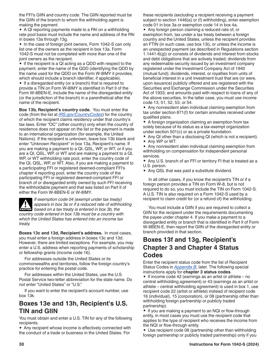 Instructions for IRS Form 1042-S Foreign Persons U.S. Source Income Subject to Withholding, Page 30