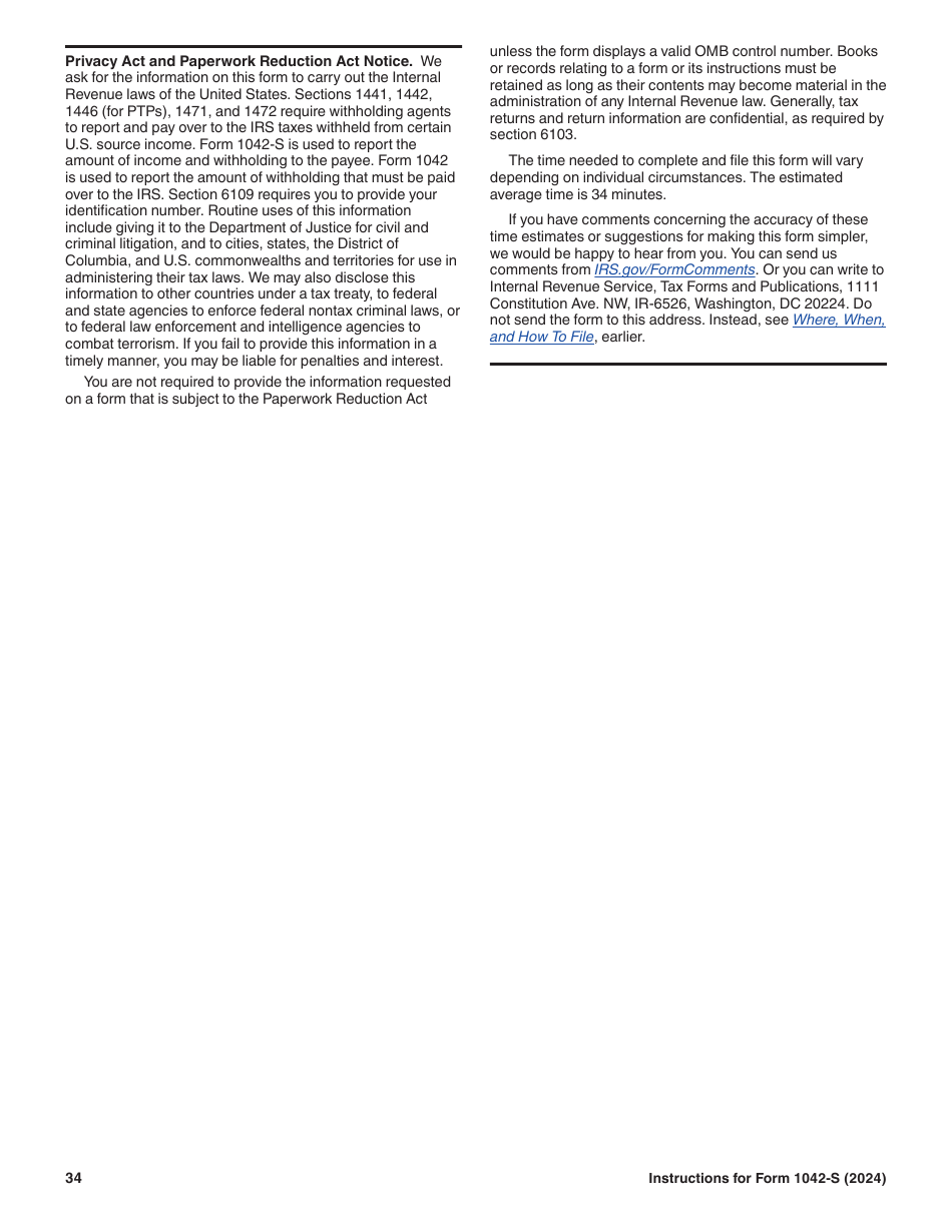 Instructions for IRS Form 1042-S Foreign Persons U.S. Source Income Subject to Withholding, Page 34