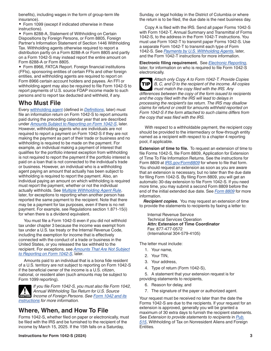 Instructions for IRS Form 1042-S Foreign Persons U.S. Source Income Subject to Withholding, Page 3