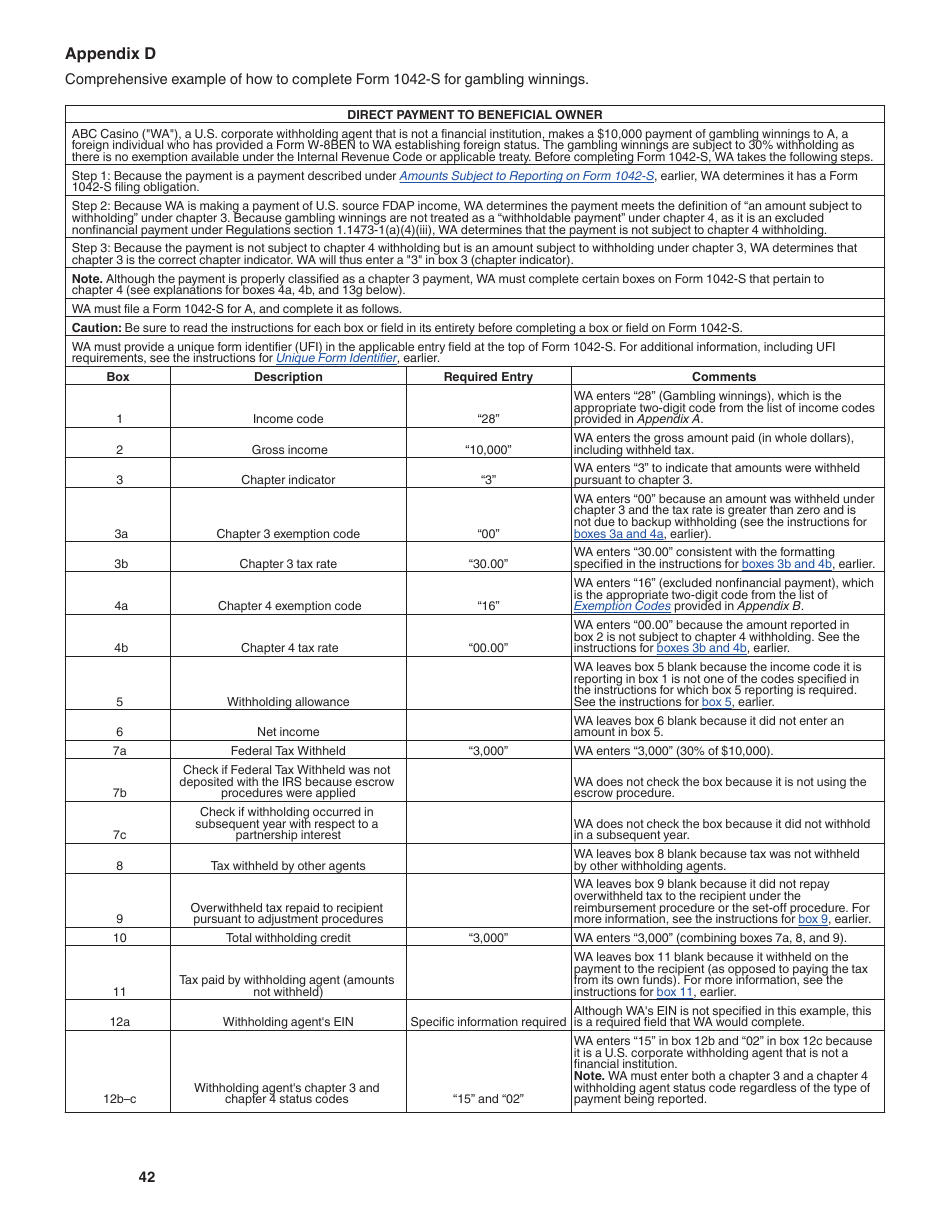 Instructions for IRS Form 1042-S Foreign Persons U.S. Source Income Subject to Withholding, Page 42