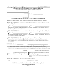 Form CCCH0004 Order Regarding Substitution of Judge or Recusal - Cook County, Illinois