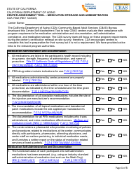 Form CDA7002 Center Assessment Tool - Medication Storage and Administration - California