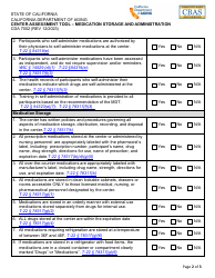 Form CDA7002 Center Assessment Tool - Medication Storage and Administration - California, Page 2