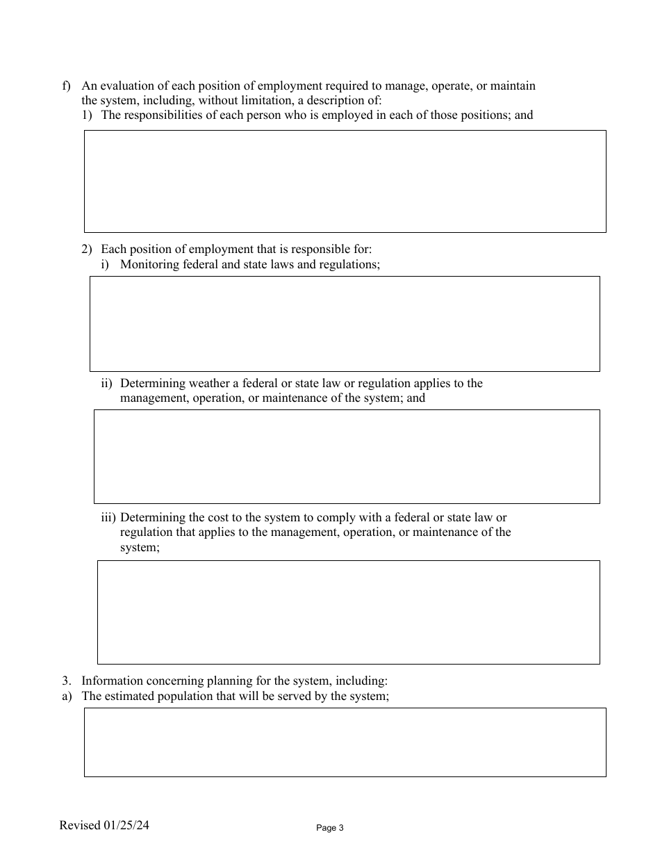 Plan to Operate a Community and Non-transient Non-community Public Water System - Nevada, Page 3