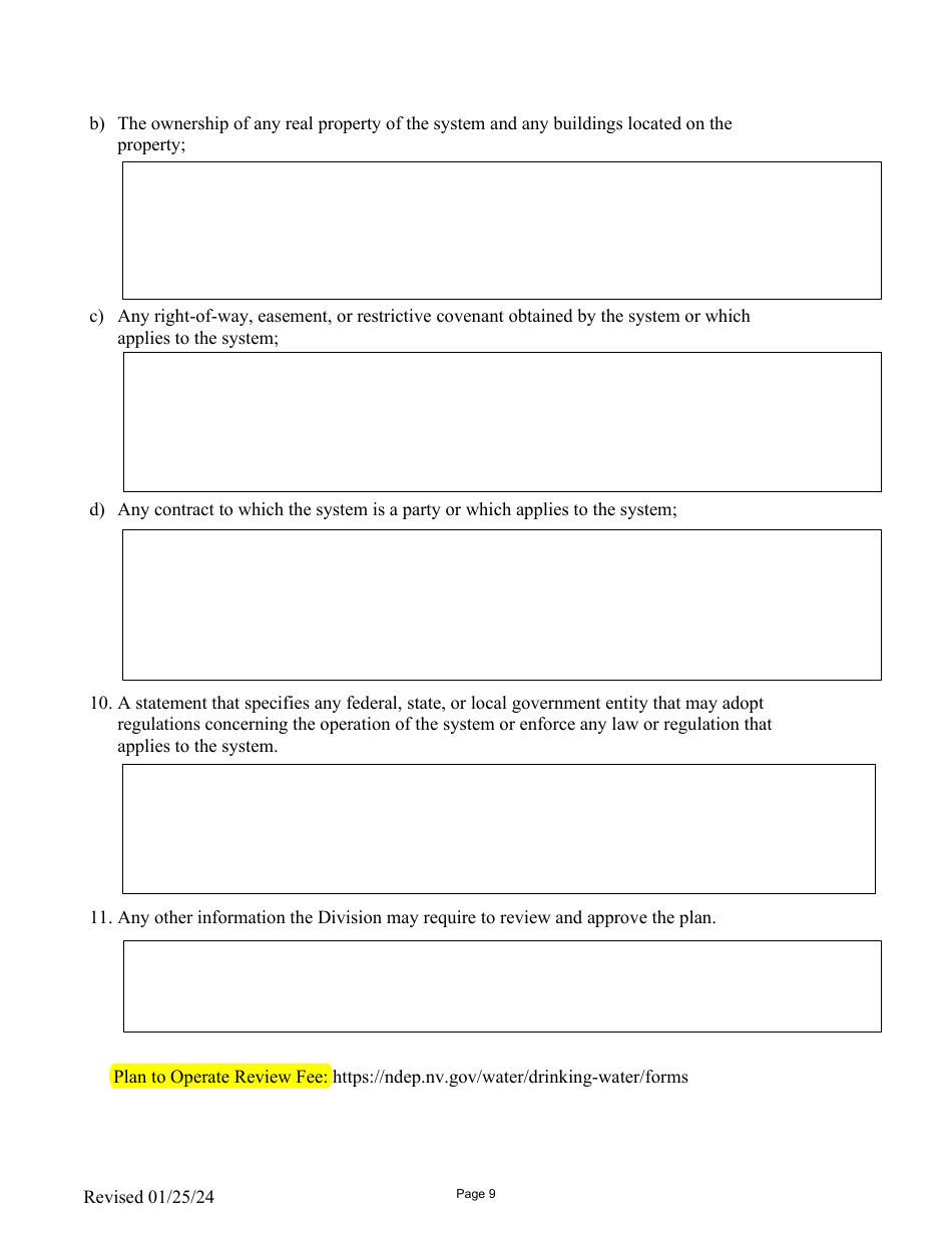 Plan to Operate a Community and Non-transient Non-community Public Water System - Nevada, Page 9