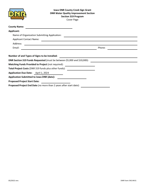 DNR Form 542-0431  Printable Pdf