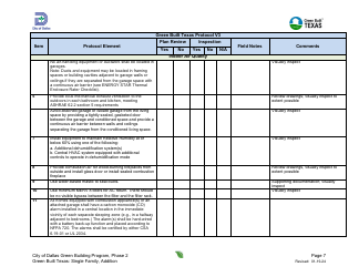 Project Summary and Checklist - One and Two Family - Addition - Green Building Program - City of Dallas, Texas, Page 7