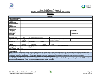 Document preview: Project Summary and Checklist - One and Two Family - Addition - Green Building Program - City of Dallas, Texas