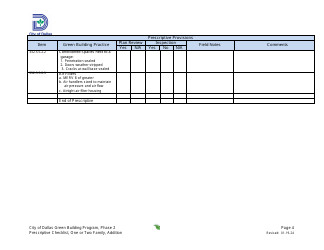 Prescriptive Path Project Summary and Checklist - One or Two Family Dwelling Unit - Addition - Green Building Program - City of Dallas, Texas, Page 4