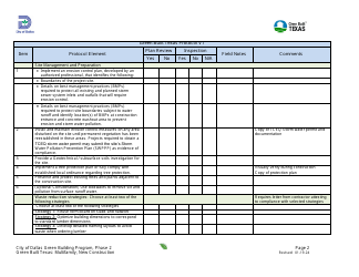 Project Summary and Checklist - Multifamily - New Construction - Green Building Program - City of Dallas, Texas, Page 2
