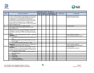 Project Summary and Checklist - Multifamily - New Construction - Green Building Program - City of Dallas, Texas, Page 4