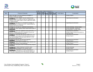 Project Summary and Checklist - Multifamily - New Construction - Green Building Program - City of Dallas, Texas, Page 6