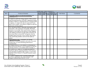 Project Summary and Checklist - Multifamily - New Construction - Green Building Program - City of Dallas, Texas, Page 8