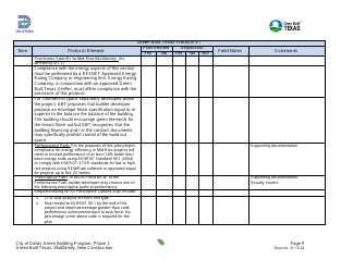 Project Summary and Checklist - Multifamily - New Construction - Green Building Program - City of Dallas, Texas, Page 9