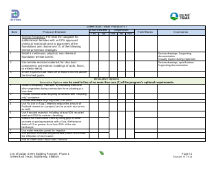 Project Summary and Checklist - Multifamily - Addition - Green Building Program - City of Dallas, Texas, Page 12