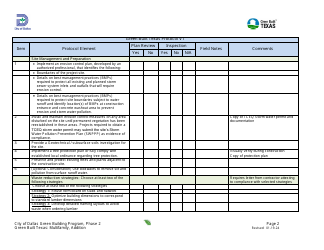 Project Summary and Checklist - Multifamily - Addition - Green Building Program - City of Dallas, Texas, Page 2