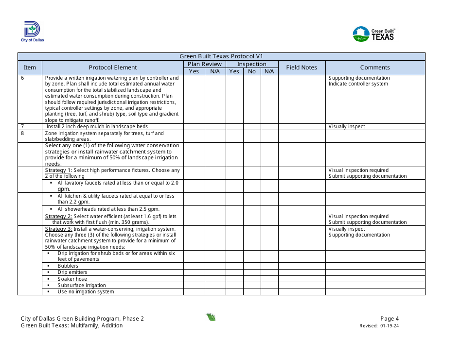 Project Summary and Checklist - Multifamily - Addition - Green Building Program - City of Dallas, Texas, Page 4