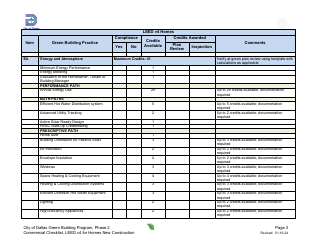 Leed V4 for Homes - Residential Project Summary and Checklist - One and Two Family - New Construction - Green Building Program - City of Dallas, Texas, Page 3