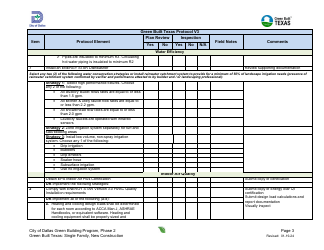 Project Summary and Checklist - One and Two Family - New Construction - Green Building Program - City of Dallas, Texas, Page 3