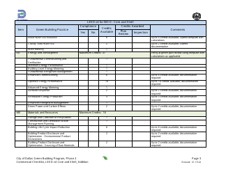 Leed V4 for BD+c: Core and Shell Commercial Checklist - Addition - City of Dallas, Texas, Page 3