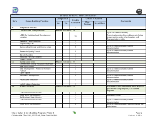 Leed V4 for BD+c: Commercial Checklist - New Construction - City of Dallas, Texas, Page 2